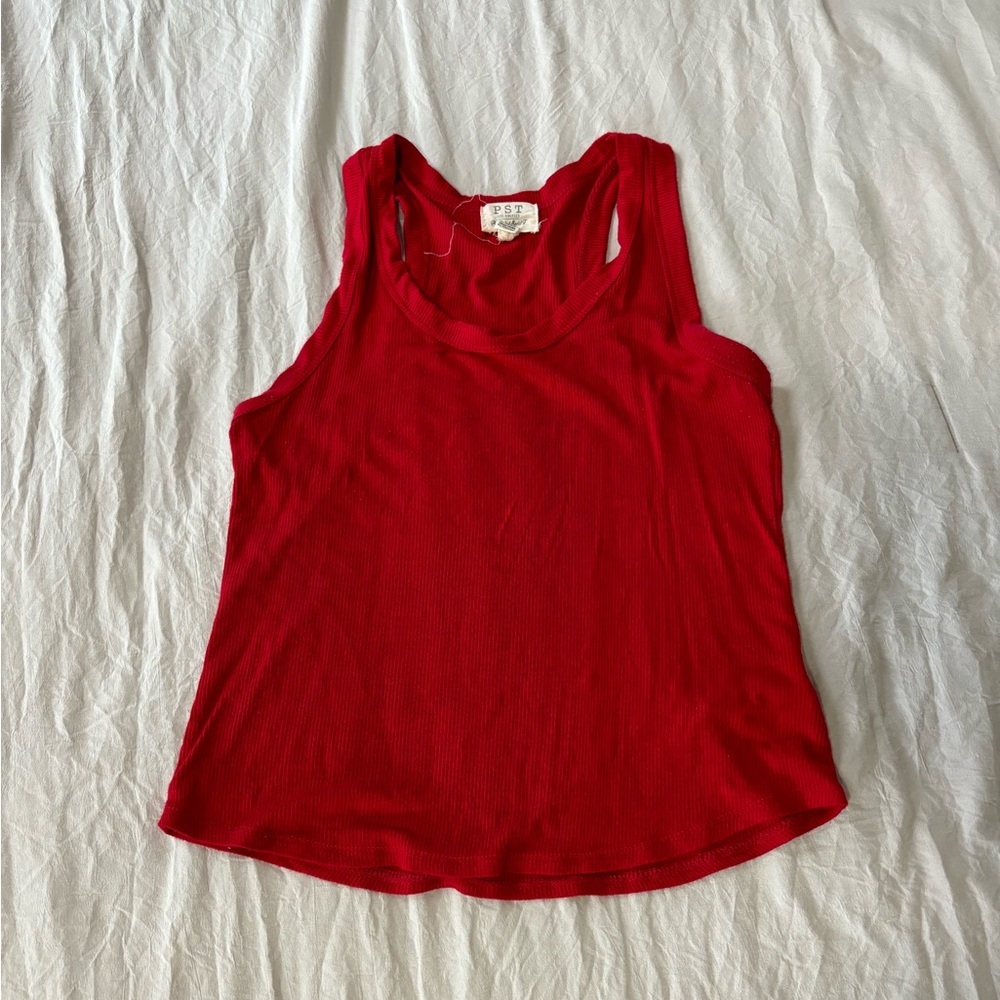 Red Ribbed Racerback Tank - Picture 1 of 1